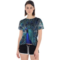 Blue And Green Peacock Open Back Sport T-Shirt