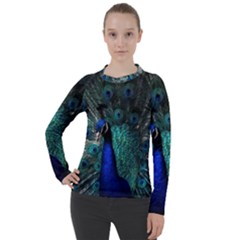 Blue And Green Peacock Women s Pique Long Sleeve T-Shirt