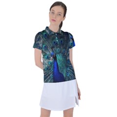 Blue And Green Peacock Women s Polo T-Shirt