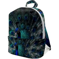 Blue And Green Peacock Zip Up Backpack