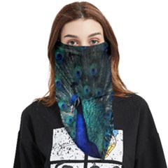 Blue And Green Peacock Face Covering Bandana (Triangle)