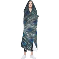 Blue And Green Peacock Wearable Blanket