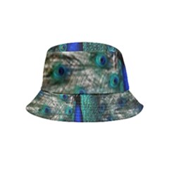 Blue And Green Peacock Inside Out Bucket Hat (Kids)