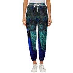 Blue And Green Peacock Women s Cropped Drawstring Pants