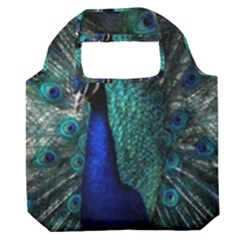 Blue And Green Peacock Premium Foldable Grocery Recycle Bag