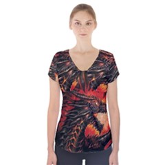 Dragon Short Sleeve Front Detail Top by Ndabl3x