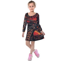 Dragon Kids  Long Sleeve Velvet Dress by Ndabl3x