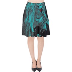 Angry Male Lion Predator Carnivore Velvet High Waist Skirt