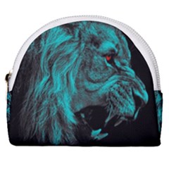 Angry Male Lion Predator Carnivore Horseshoe Style Canvas Pouch