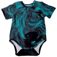 Angry Male Lion Predator Carnivore Baby Short Sleeve Bodysuit