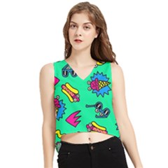 Pattern Adweek Summer V-neck Cropped Tank Top by Ndabl3x