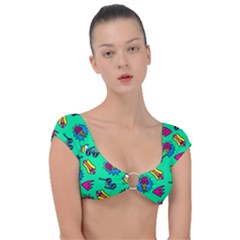 Pattern Adweek Summer Cap Sleeve Ring Bikini Top by Ndabl3x