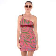 Pattern Saying Wavy One Shoulder Ring Trim Bodycon Dress by Ndabl3x