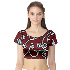 Ethnic Reminiscences Print Design Short Sleeve Crop Top by dflcprintsclothing