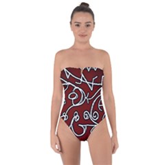 Ethnic Reminiscences Print Design Tie Back One Piece Swimsuit by dflcprintsclothing