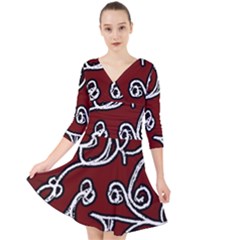 Ethnic Reminiscences Print Design Quarter Sleeve Front Wrap Dress by dflcprintsclothing