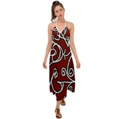 Ethnic Reminiscences Print Design Halter Tie Back Dress  by dflcprintsclothing