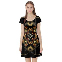 Fractal Stained Glass Ornate Short Sleeve Skater Dress