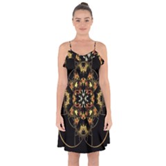 Fractal Stained Glass Ornate Ruffle Detail Chiffon Dress by Sarkoni