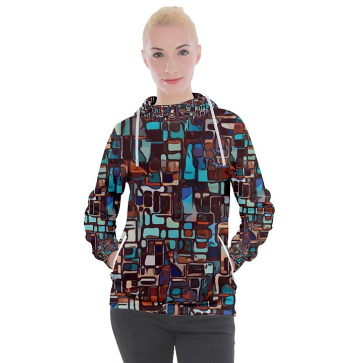 Stained Glass Mosaic Abstract Women s Hooded Pullover