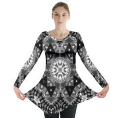 Mandala Calming Coloring Page Long Sleeve Tunic 