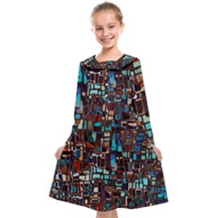 Stained Glass Mosaic Abstract Kids  Midi Sailor Dress by Sarkoni