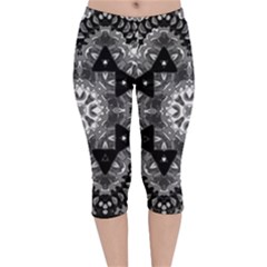 Mandala Calming Coloring Page Velvet Capri Leggings  by Sarkoni