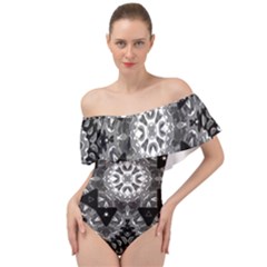 Mandala Calming Coloring Page Off Shoulder Velour Bodysuit  by Sarkoni