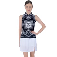 Mandala Calming Coloring Page Women s Sleeveless Polo T-shirt by Sarkoni