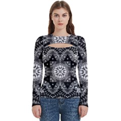 Mandala Calming Coloring Page Women s Cut Out Long Sleeve T-shirt by Sarkoni