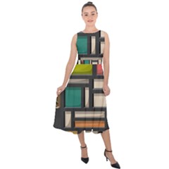Door Stained Glass Stained Glass Midi Tie-back Chiffon Dress