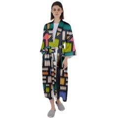Door Stained Glass Stained Glass Maxi Satin Kimono by Sarkoni