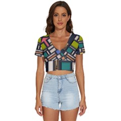 Door Stained Glass Stained Glass V-neck Crop Top by Sarkoni