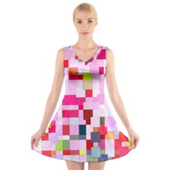 The Framework Paintings Square V-neck Sleeveless Dress