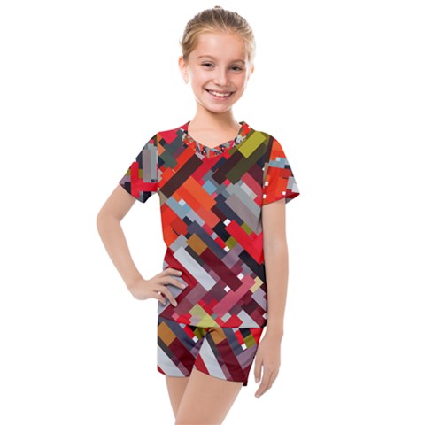 Maze Mazes Fabric Fabrics Color Kids  Mesh T-shirt And Shorts Set by Sarkoni