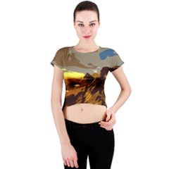 Scotland Monti Mountains Mountain Crew Neck Crop Top