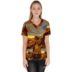 Scotland Monti Mountains Mountain Women s V-neck Scrub Top