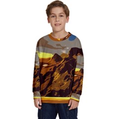 Scotland Monti Mountains Mountain Kids  Crewneck Sweatshirt by Sarkoni