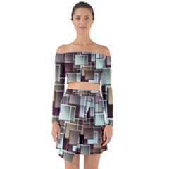 Texture Artwork Mural Murals Art Off Shoulder Top With Skirt Set