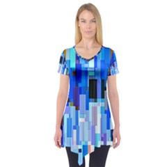 Color Colors Abstract Colorful Short Sleeve Tunic 