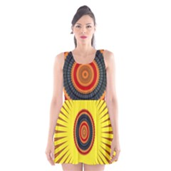 Art Decoration Wallpaper Bright Scoop Neck Skater Dress