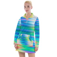 Wave Rainbow Bright Texture Women s Long Sleeve Casual Dress