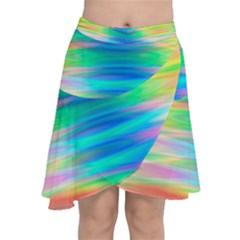 Wave Rainbow Bright Texture Chiffon Wrap Front Skirt