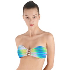 Wave Rainbow Bright Texture Twist Bandeau Bikini Top by Sarkoni