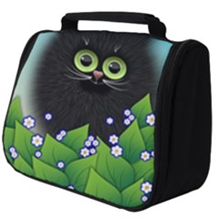 Kitten Black Furry Illustration Full Print Travel Pouch (big)