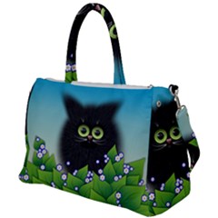 Kitten Black Furry Illustration Duffel Travel Bag