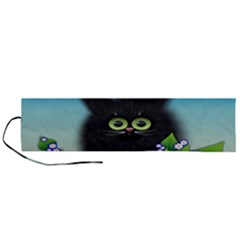 Kitten Black Furry Illustration Roll Up Canvas Pencil Holder (l) by Sarkoni