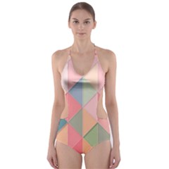 Background Geometric Triangle Cut-out One Piece Swimsuit