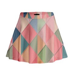 Background Geometric Triangle Mini Flare Skirt