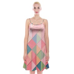 Background Geometric Triangle Spaghetti Strap Velvet Dress by Sarkoni